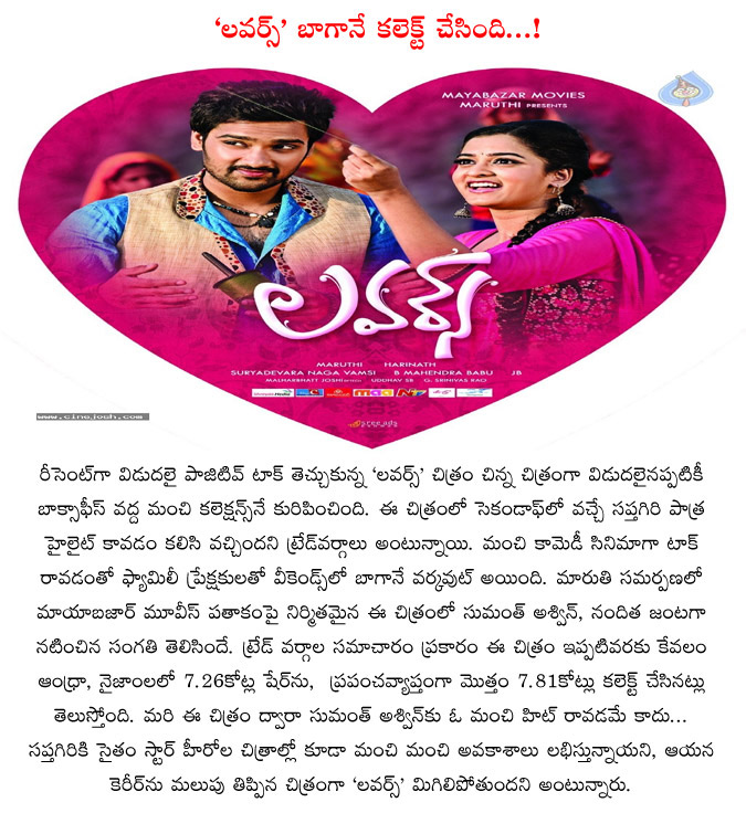 lovers cinema,sumath ashwin,maruthi,nanditha,small budget mvie,heavy  profit,lovers movie profit  lovers cinema, sumath ashwin, maruthi, nanditha, small budget mvie, heavy  profit, lovers movie profit